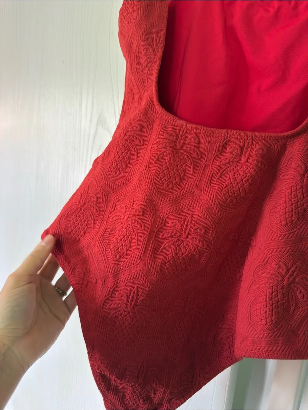 Farm Rio Matelasse Red One-Piece Swimsuit